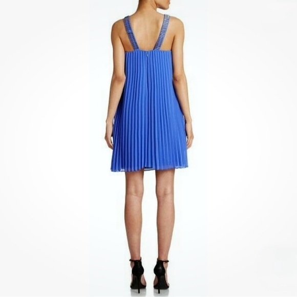 Laundry by Shelli Segal Dazzling Blue Pleated Halter Dress, Size 6 (NWT) - Picture 2 of 6